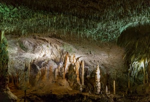 grotta, stalagmiti, stalattiti, roccia, caverna, verde, colonne