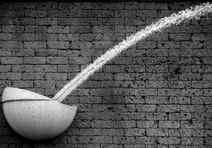 acqua, mattoni, fontana, muro, bianconero, spruzzo, getto, bianco, zampillo, vasca, diagonale