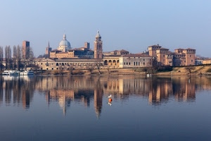 campanile, riflesso, castello, chiesa, città, acqua, cupola, fiume, cielo, lago, riflessi, alberi, torri, barche, gabbiano, boa, panorama, mantova, palazzi, uccello