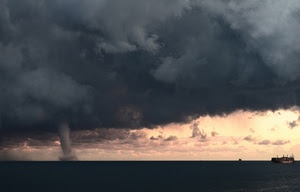 mare, nuvole, nave, tromba, tornado, natura, temporale, uragano